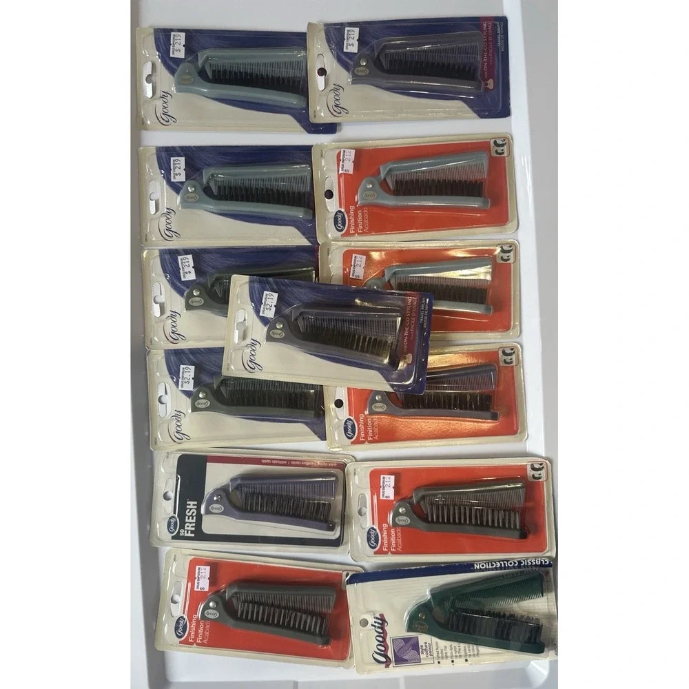 Goodie folding brushes and comb Set, Lot Of 13 Finishing Brush , Travel, compact